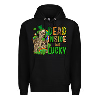 Black dead inside but lucky  with skeleton Premium Hoodie - AdoDesignShop