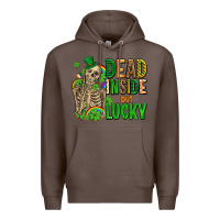 Coffee dead inside but lucky  with skeleton Premium Hoodie - AdoDesignShop