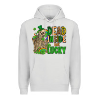 Dove Grey dead inside but lucky  with skeleton Premium Hoodie - AdoDesignShop