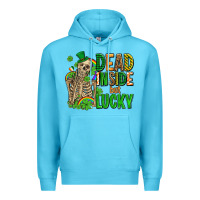 Ocean Blue dead inside but lucky  with skeleton Premium Hoodie - AdoDesignShop