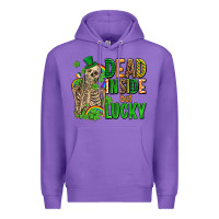Purple dead inside but lucky  with skeleton Premium Hoodie - AdoDesignShop