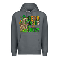 Rock dead inside but lucky  with skeleton Premium Hoodie - AdoDesignShop