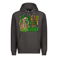 Smoke dead inside but lucky  with skeleton Premium Hoodie - AdoDesignShop