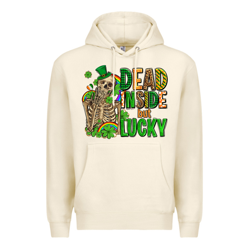Dead Inside But Lucky  With Skeleton Premium Hoodie by AdoDesignShop | Teevron