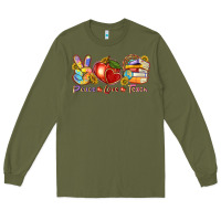 Army Green peace love teach Long Sleeve Tee - texasbilliewilder