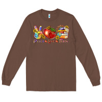 Chestnut peace love teach Long Sleeve Tee - texasbilliewilder