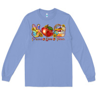 Colony Blue peace love teach Long Sleeve Tee - texasbilliewilder