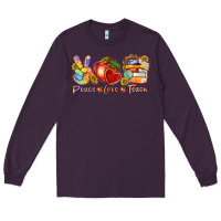 Plum peace love teach Long Sleeve Tee - texasbilliewilder