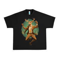 Black happy deer Urban Heavy Tee - Unal Design