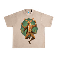 French Oak happy deer Urban Heavy Tee - Unal Design