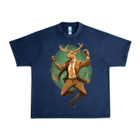 Navy happy deer Urban Heavy Tee - Unal Design