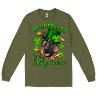 Army Green st.patrick's day my shepherd is my lucky charm Long Sleeve Tee - RanaPortraitStore