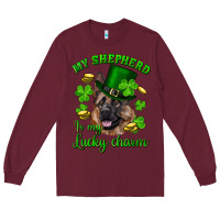 Burgundy st.patrick's day my shepherd is my lucky charm Long Sleeve Tee - RanaPortraitStore