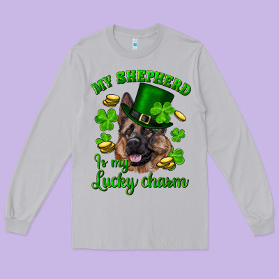 St.patrick's Day My Shepherd Is My Lucky Charm Long Sleeve Tee Designed By Ranaportraitstore