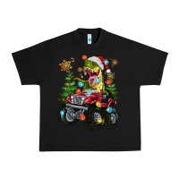 Black Christmas T-rex With Monster Truck Urban Heavy Tee - MaliasSmallBusiness