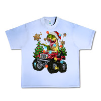 Grape Ice Christmas T-rex With Monster Truck Urban Heavy Tee - MaliasSmallBusiness