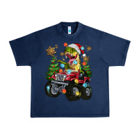 Navy Christmas T-rex With Monster Truck Urban Heavy Tee - MaliasSmallBusiness