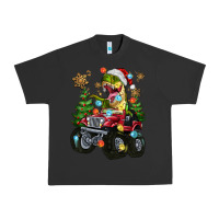 Pigment Black Christmas T-rex With Monster Truck Urban Heavy Tee - MaliasSmallBusiness