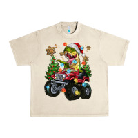 Sandshell Christmas T-rex With Monster Truck Urban Heavy Tee - MaliasSmallBusiness