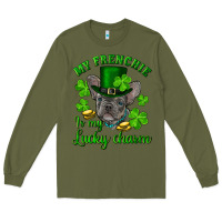 Army Green st.patrick's day my french bulldog is my lucky charm Long Sleeve Tee - RanaPortraitStore