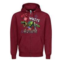 Burgundy Red white rawr 4th of July Zipper Hoodie - CowGirlArtShop