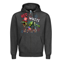Charcoal Heather Red white rawr 4th of July Zipper Hoodie - CowGirlArtShop