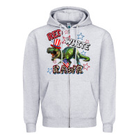 Heather Grey Red white rawr 4th of July Zipper Hoodie - CowGirlArtShop