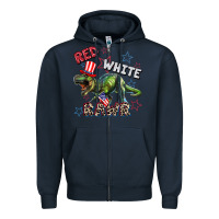 Navy Red white rawr 4th of July Zipper Hoodie - CowGirlArtShop