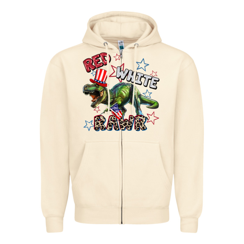 Red White Rawr 4th Of July Zipper Hoodie by CowGirlArtShop | Teevron