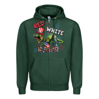 Sports Green Red white rawr 4th of July Zipper Hoodie - CowGirlArtShop