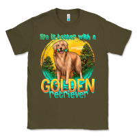 Army Green life is better with a golden retriever Classic Tee - texasbilliewilder