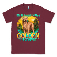 Burgundy life is better with a golden retriever Classic Tee - texasbilliewilder