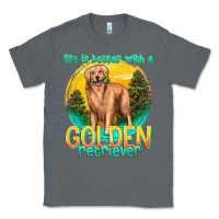 Charcoal Heather life is better with a golden retriever Classic Tee - texasbilliewilder