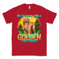 Red life is better with a golden retriever Classic Tee - texasbilliewilder