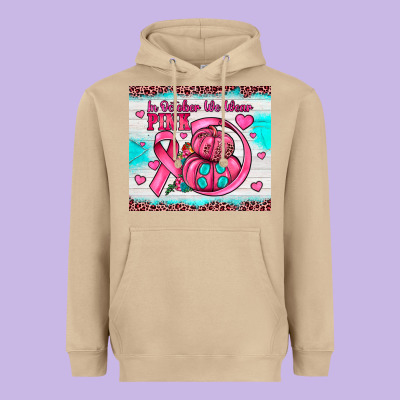 In October We Wear Pink Heavyweight Hoodie Designed By Jahusdesignshop