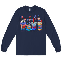 Navy 4th of july coffee cups Long Sleeve Tee - AdoDesignShop
