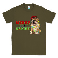 Army Green merry and bright english bulldog Classic Tee - RanaPortraitStore