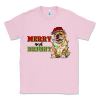 Bubblegum Pink merry and bright english bulldog Classic Tee - RanaPortraitStore