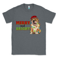Charcoal Heather merry and bright english bulldog Classic Tee - RanaPortraitStore