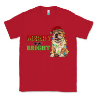 Red merry and bright english bulldog Classic Tee - RanaPortraitStore