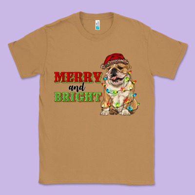 Merry And Bright English Bulldog Classic Tee Designed By Ranaportraitstore