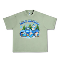 Oil Green merry christmas snowman gnomes truck Urban Heavy Tee - MaliasSmallBusiness