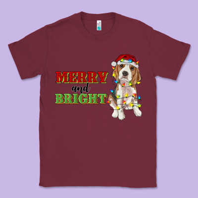 Merry And Bright Beagle Classic Tee Designed By Ranaportraitstore