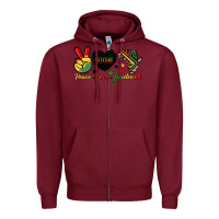Burgundy peace love juneteenth 1865 Zipper Hoodie - HRA Design Shop