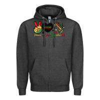 Charcoal Heather peace love juneteenth 1865 Zipper Hoodie - HRA Design Shop
