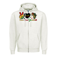 Oatmeal Heather peace love juneteenth 1865 Zipper Hoodie - HRA Design Shop