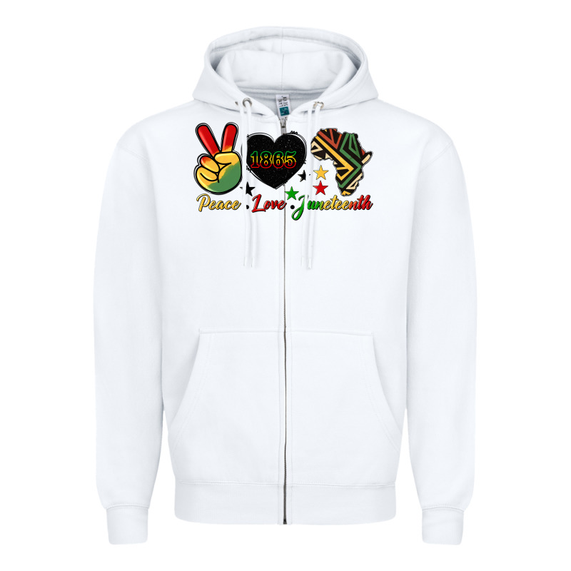 Peace Love Juneteenth 1865 Zipper Hoodie by HRA Design Shop | Teevron