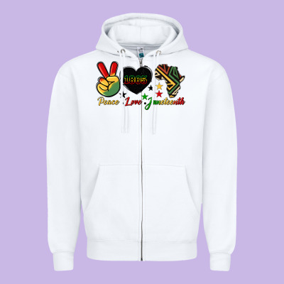 Peace Love Juneteenth 1865 Zipper Hoodie Designed By Hra Design Shop