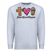 Heather Grey jesus love coffee Premium Sweatshirt - Jasminsmagicworld