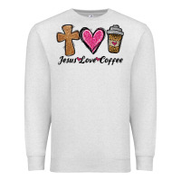 Oatmeal Heather jesus love coffee Premium Sweatshirt - Jasminsmagicworld